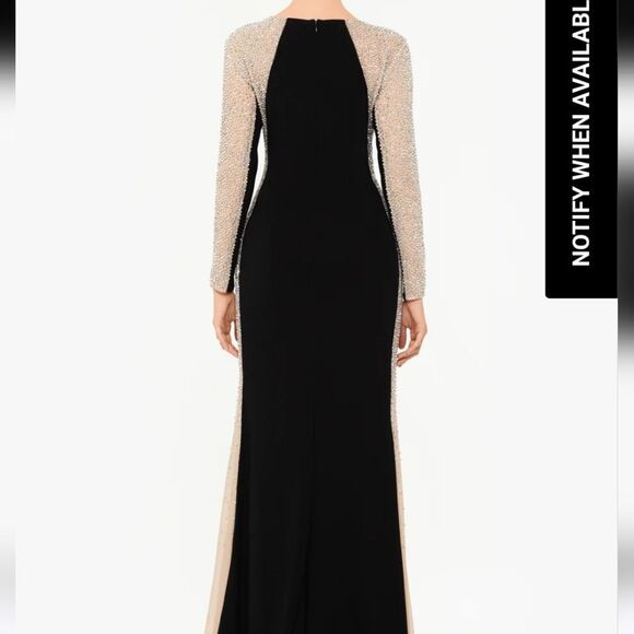 Xscape "Sarah" Long Jersey Knit with Caviar Beaded Sides Dress SIZE 4 NWT - Picture 2 of 11